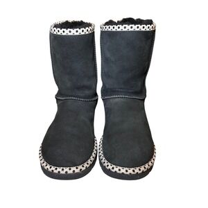 UGG Australia 78 Polka Dot Trim Black Classic Short‎ Boots Women 8 Shearling